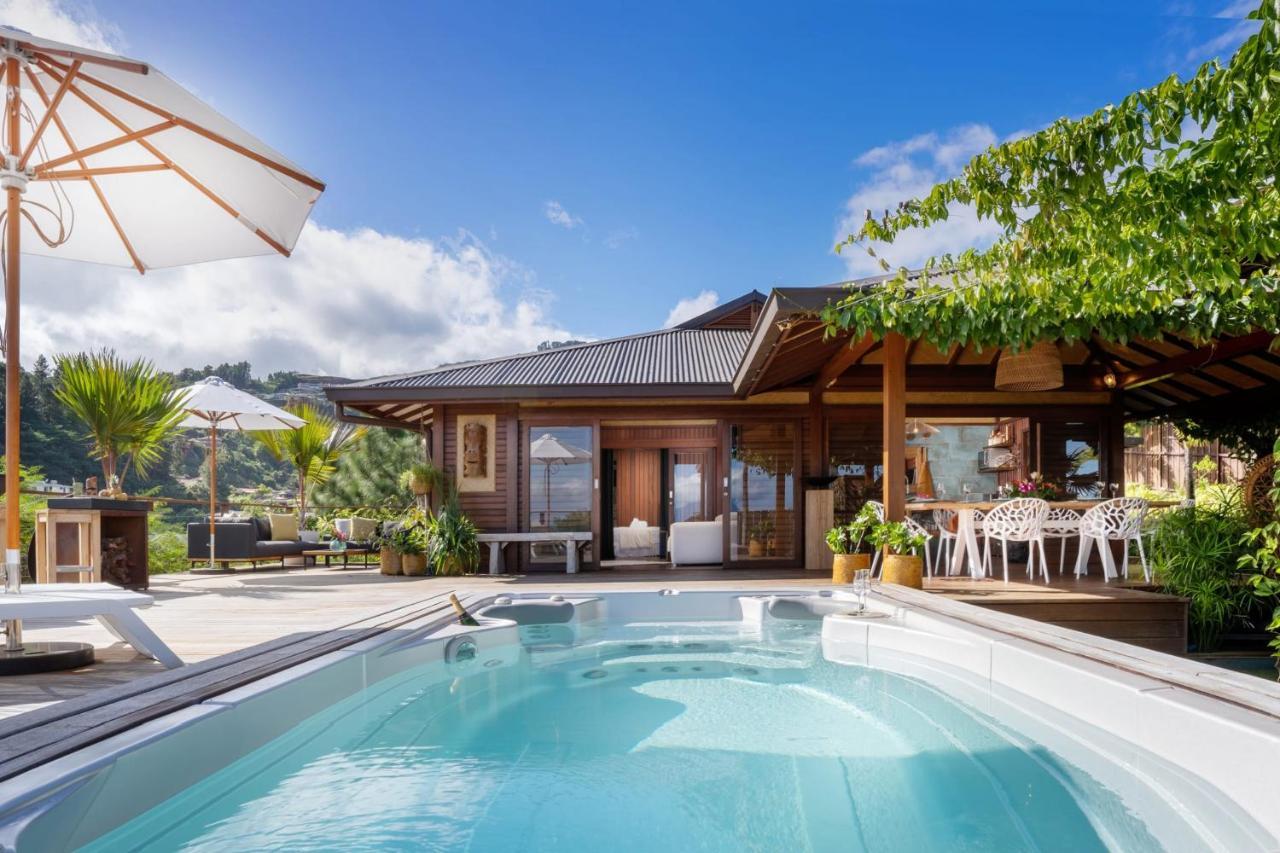 Villa Manuiti, Balinese Luxury Home - Private Swim Spa, Ocean View - Ofyr Bbq - Koi Pond Punaauia  Exteriér fotografie